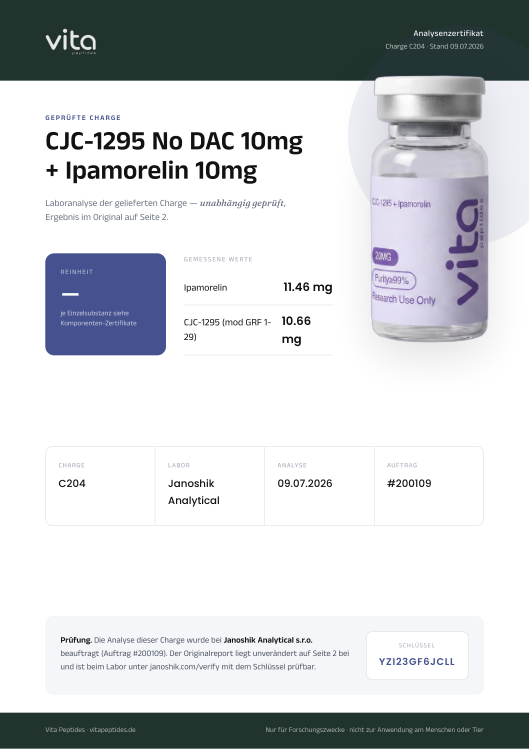 Vita-Zertifikat, Deckblatt