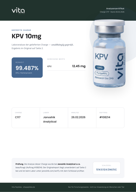 Vita-Zertifikat, Deckblatt