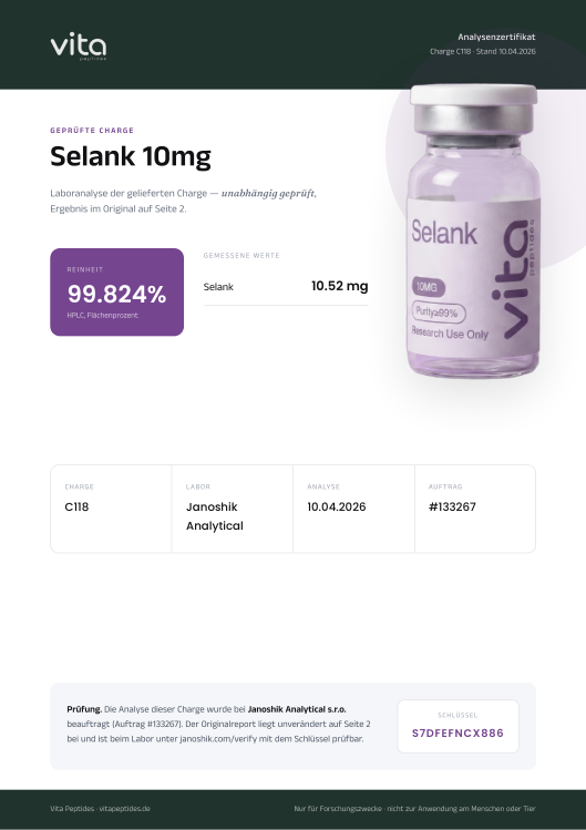 Vita-Zertifikat, Deckblatt